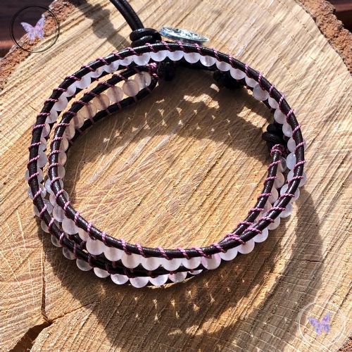 Rose Quartz 4mm Double Wrap Bracelet